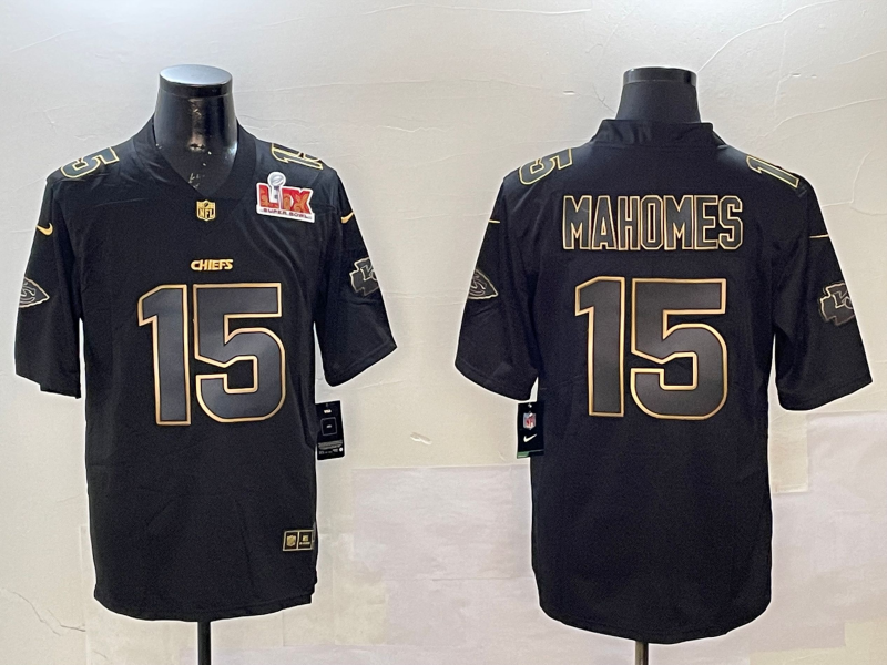 Men Kansas City Chiefs #15 Mahomes black Rainbow 2025 Nike Limited NFL Jersey style 6